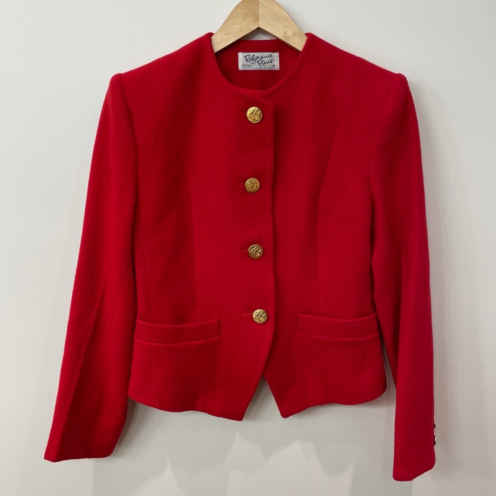 REFERENCE POINT, Petite, Red, Tailored Jacket, Gold Buttons, Size Medium